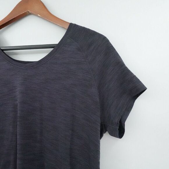 Lululemon Back In Action Shirt Medium Heathered Gray Open Back Relaxed Fit Yoga - Picture 4 of 10